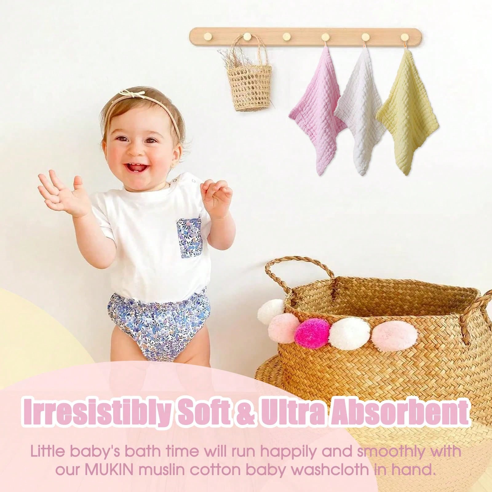10pcs Muslin Washcloths- Soft Face Cloths For Newborn, Absorbent Bath Face Towels, Wipes, Burp Cloths, Baby Registry As Shower.