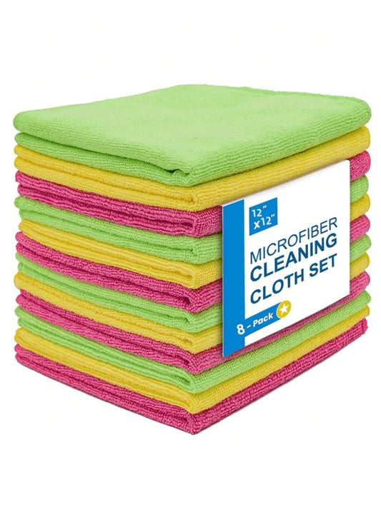 10pcs/Pack Super Soft Microfiber Cleaning Cloths, 25*25cm/30*30cm Random Colors, Absorbent Cleaning Rags For Kitchen, Glass, Home Use- Kitchen, Bathroom, Household