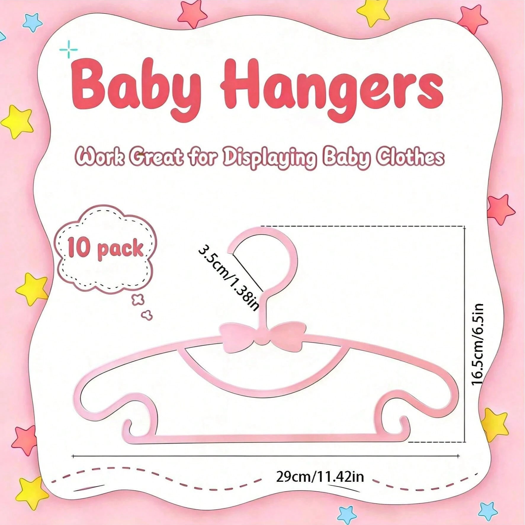 10pcs Plastic Baby Hangers With Bow, Non-Slip, Suitable For Newborn/Infant Clothing Storage, Ultra-Thin, Baby Shower Gift