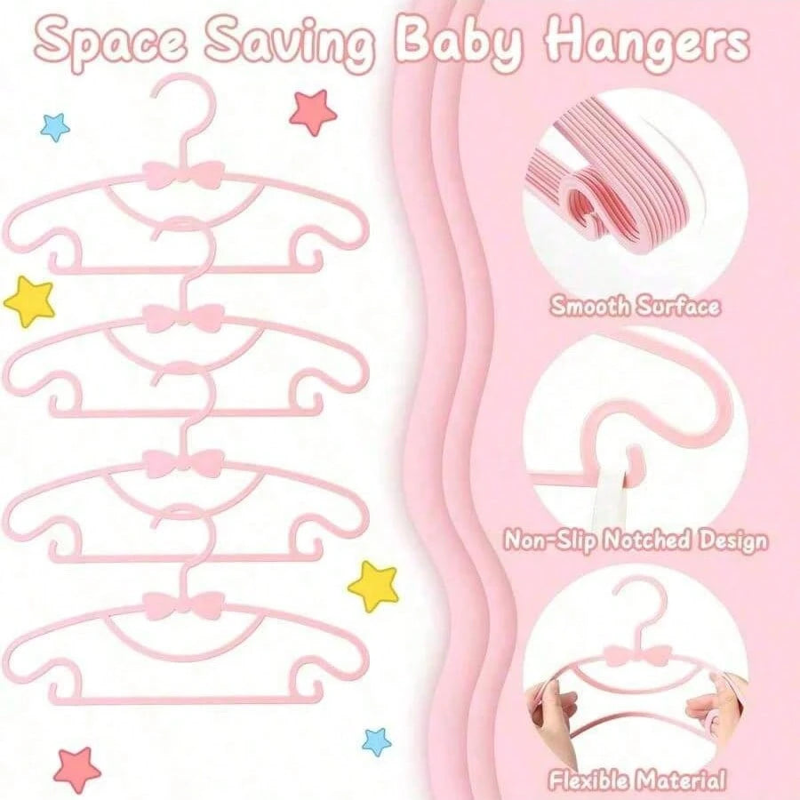 10pcs Plastic Baby Hangers With Bow, Non-Slip, Suitable For Newborn/Infant Clothing Storage, Ultra-Thin, Baby Shower Gift