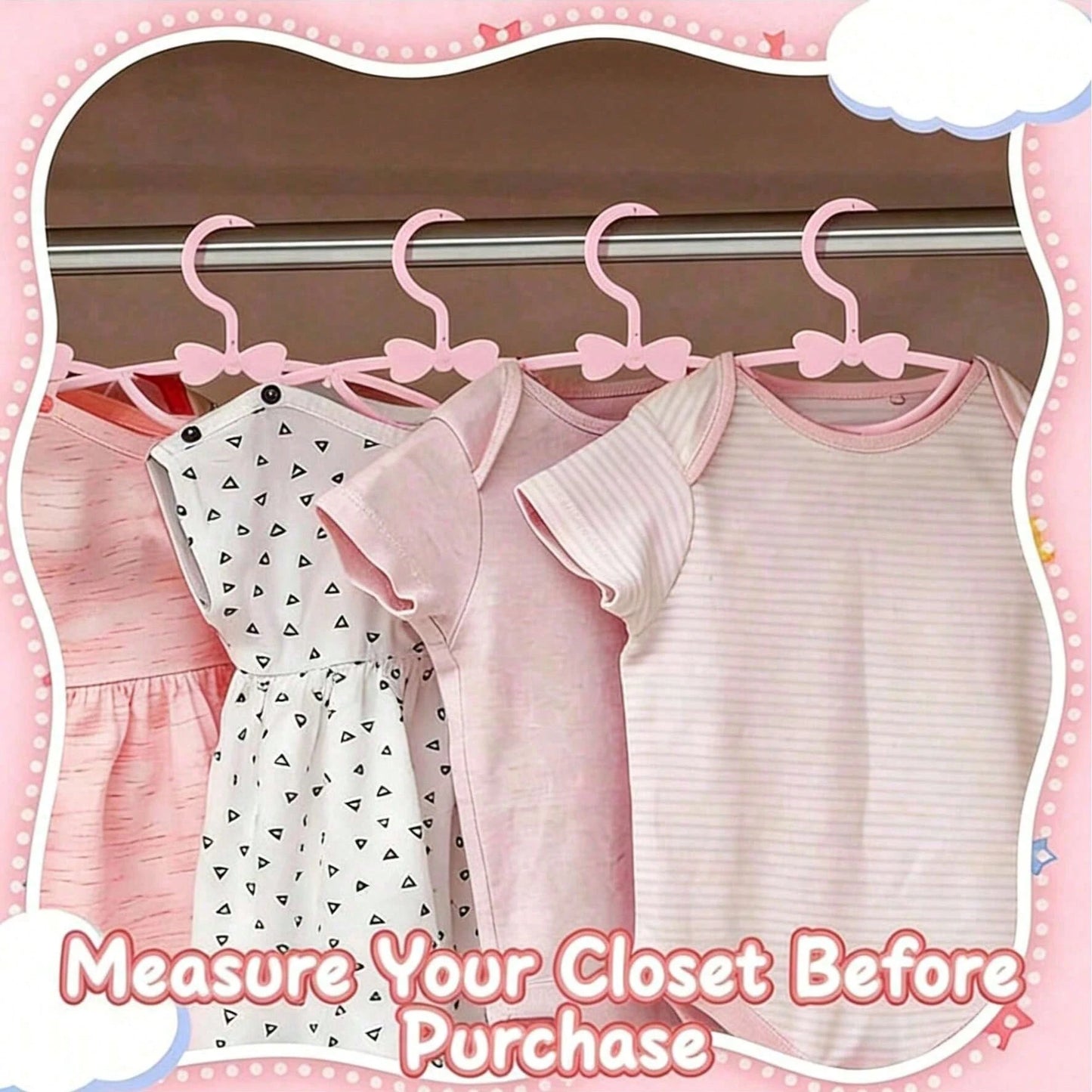 10pcs Plastic Baby Hangers With Bow, Non-Slip, Suitable For Newborn/Infant Clothing Storage, Ultra-Thin, Baby Shower Gift