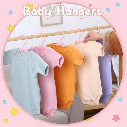 10pcs Plastic Baby Hangers With Bow, Non-Slip, Suitable For Newborn/Infant Clothing Storage, Ultra-Thin, Baby Shower Gift
