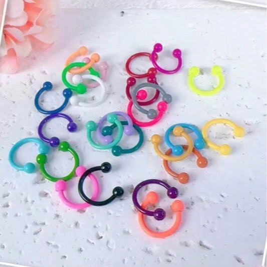 10pcs Random Color Set: Nose Ring, Nose Stud, C-Shaped Nose Ring, Eyebrow Stud, Cartilage Stud, Body Piercing Jewelry, Women's Birthday Gift