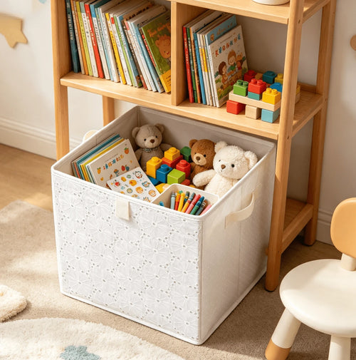 11" Fabric Bin Decorative Multi‑Pattern Square Cloth Storage Baskets For Closet Bedroom,Foldable Fabric Organizer Cubes For Kids Toys And Nursery Supplies,Space‑Saving Fabric Storage Bins For Shelving