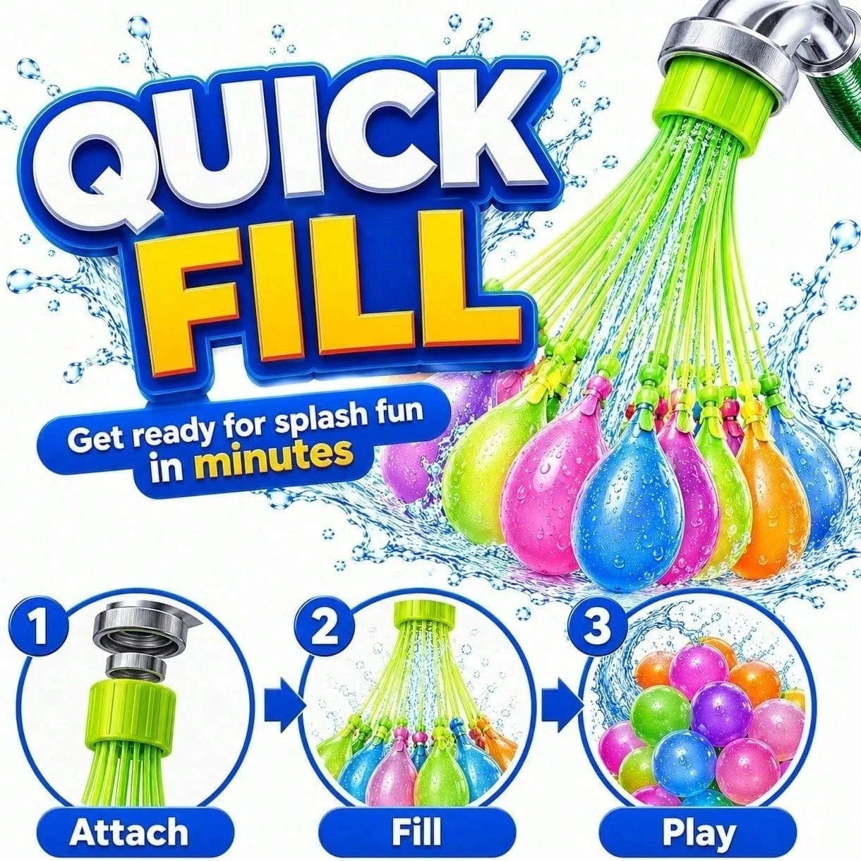 111/1110pcs Water Balloons Quick Fill – 1000PCS Refill Kit, Fast Fill & Self-Sealing Water Bombs For Kids & Adults, Outdoor Summer Games, Pool, Party & Backyard Fun