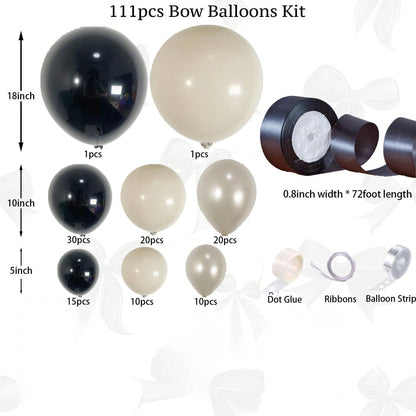 111 Pieces Of Pearl Sand White Black Balloon Wreath Arch Set, Boys, Girls, Children's Birthdays, Baby Showers, Graduation Weddings, Party Decorations