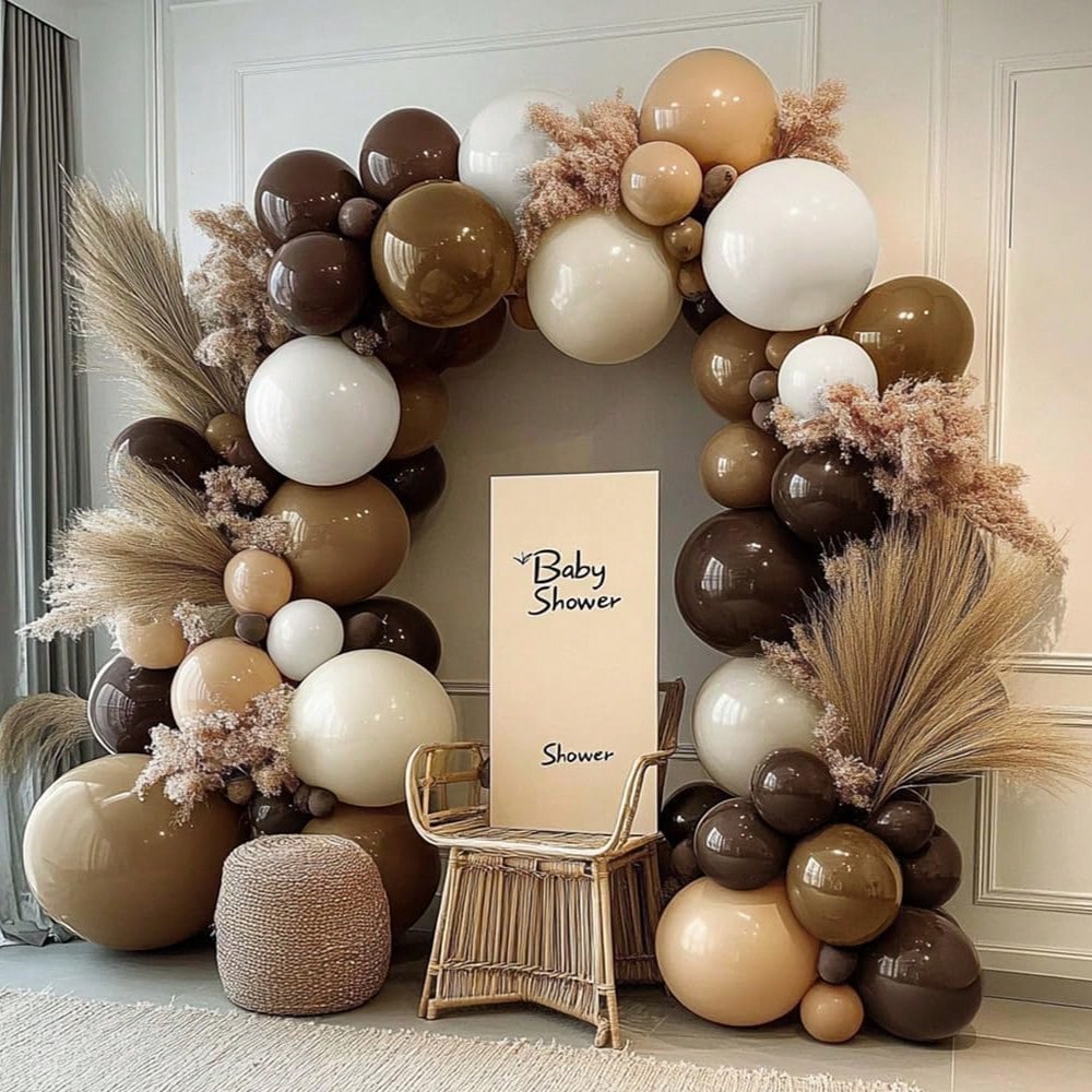 119pcs Brown Balloon Arch Set, Sand White Brown Cream, Baby Shower, Boy Girl Kids Birthday, Autumn Wedding Party Decoration