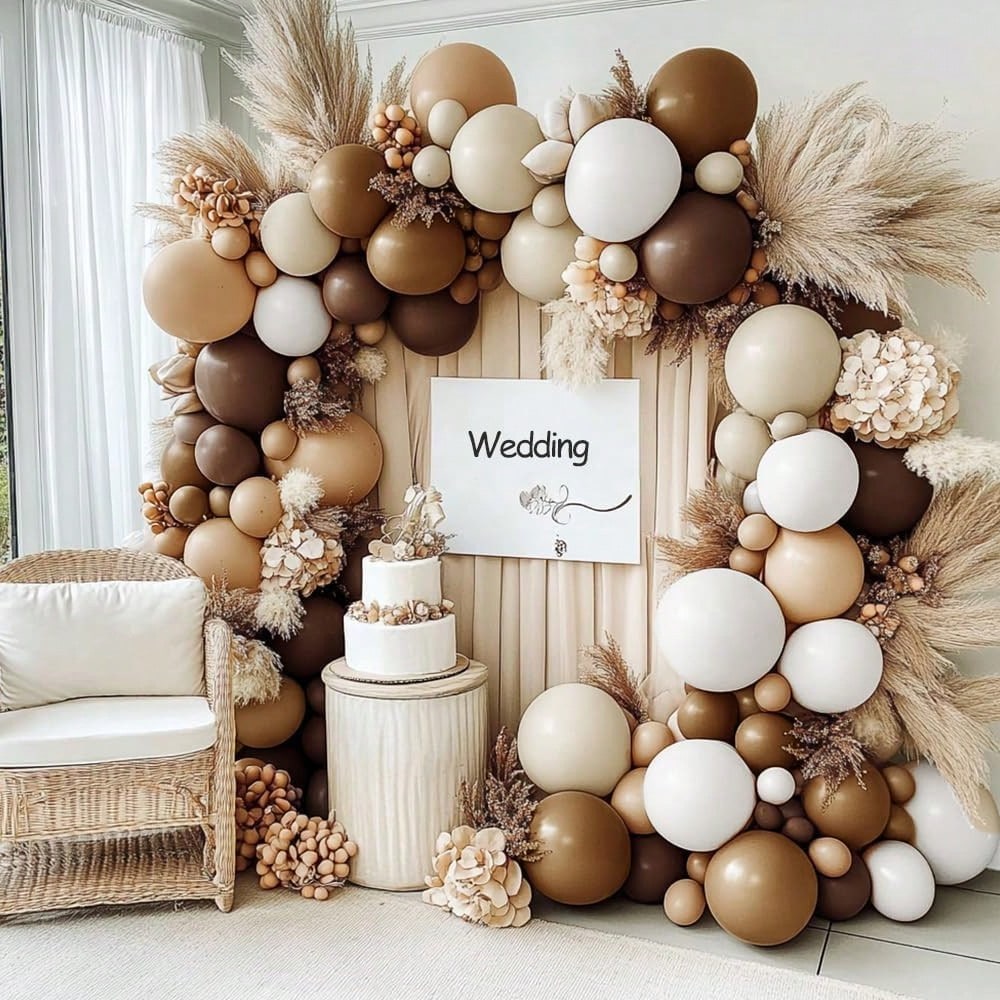 119pcs Brown Balloon Arch Set, Sand White Brown Cream, Baby Shower, Boy Girl Kids Birthday, Autumn Wedding Party Decoration