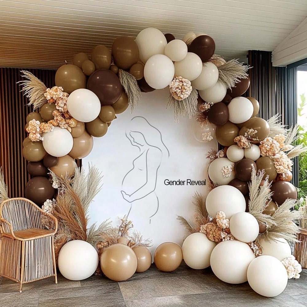 119pcs Brown Balloon Arch Set, Sand White Brown Cream, Baby Shower, Boy Girl Kids Birthday, Autumn Wedding Party Decoration