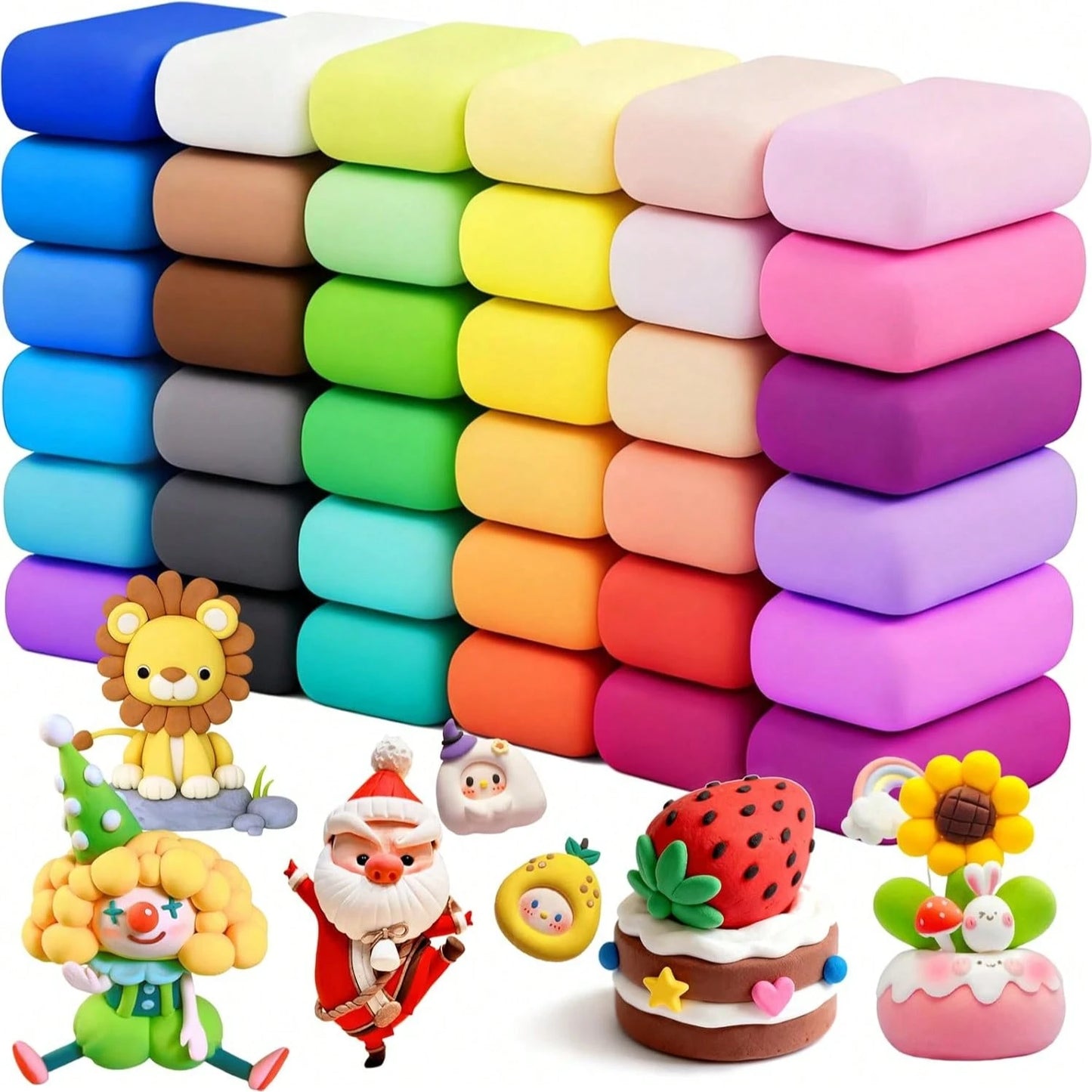 12/24/36 Colors Air Dry Clay Set- Children Air Dry Clay, Modeling Clay, Polymer Clay (Random Colors & Tools), Ultra-Light Quick Dry Magic Modeling Clay With Sculpting Tools, Suitable For Children Gif