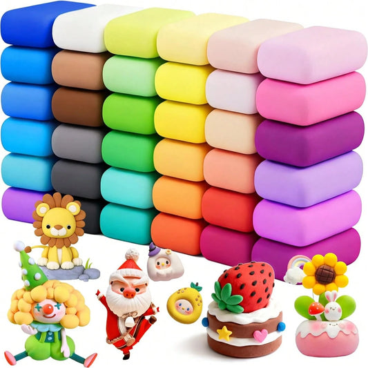 12/24/36 Colors Air Dry Clay Set- Children Air Dry Clay, Modeling Clay, Polymer Clay (Random Colors & Tools), Ultra-Light Quick Dry Magic Modeling Clay With Sculpting Tools, Suitable For Children Gif