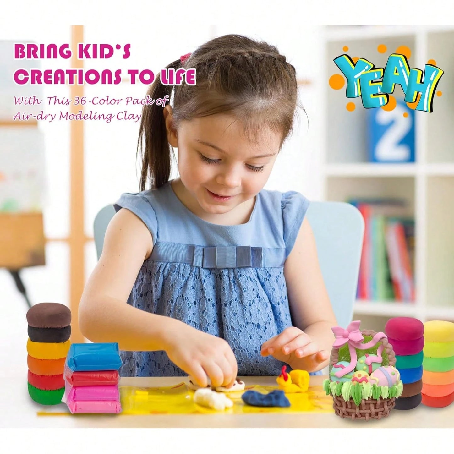 12/24/36 Colors Air Dry Clay Set- Children Air Dry Clay, Modeling Clay, Polymer Clay (Random Colors & Tools), Ultra-Light Quick Dry Magic Modeling Clay With Sculpting Tools, Suitable For Children Gif