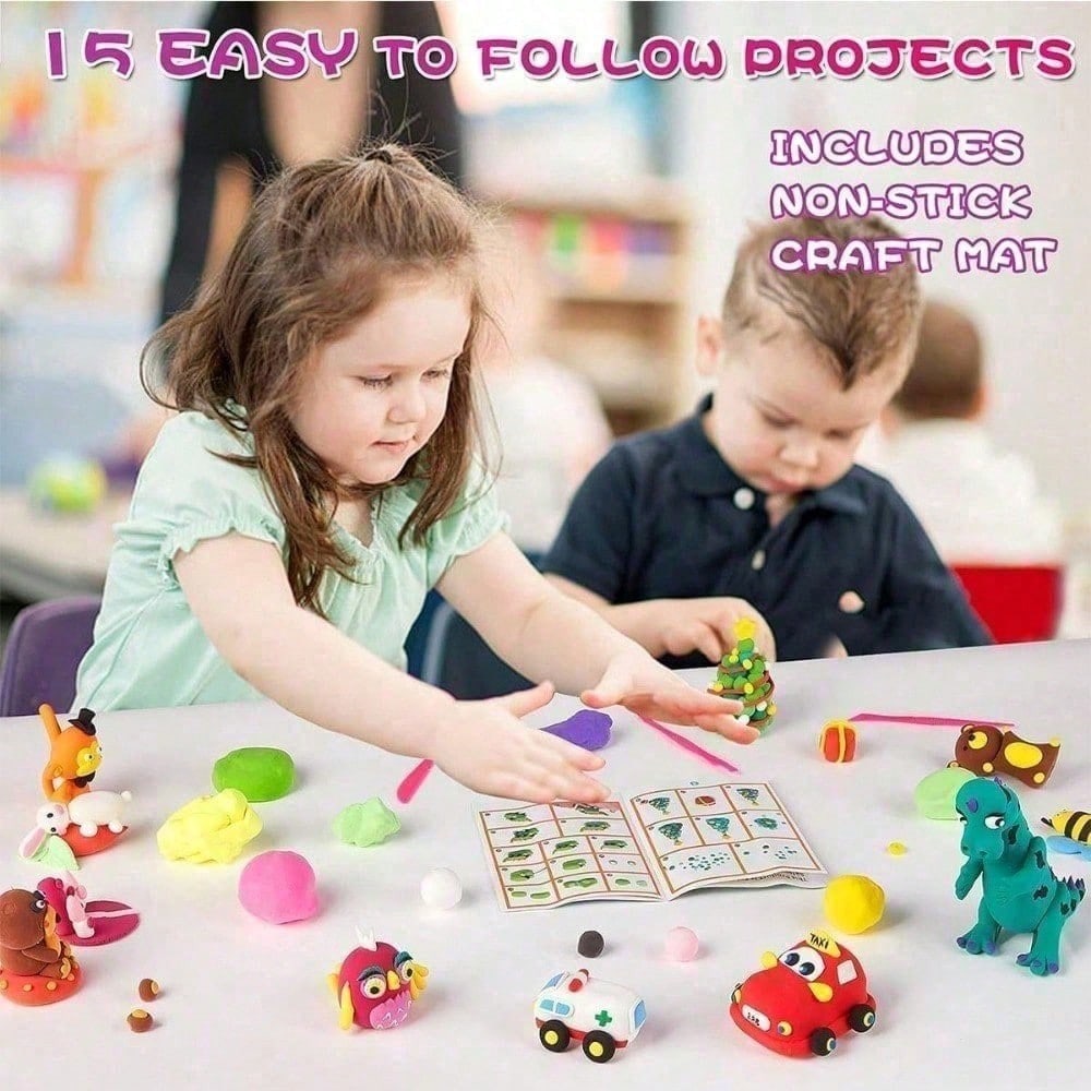 12/24/36 Colors Air Dry Clay Set- Children Air Dry Clay, Modeling Clay, Polymer Clay (Random Colors & Tools), Ultra-Light Quick Dry Magic Modeling Clay With Sculpting Tools, Suitable For Children Gif