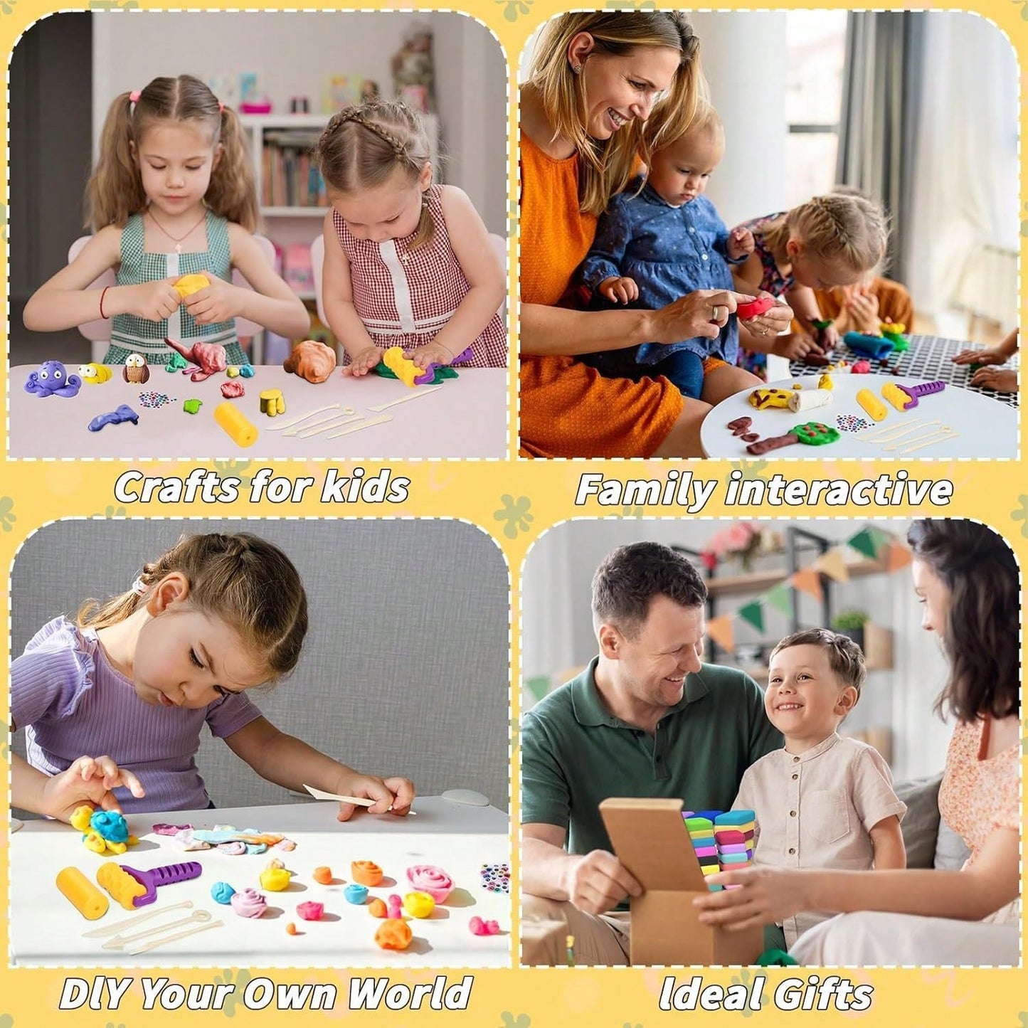 12/24/36 Colors Air Dry Clay Set- Children Air Dry Clay, Modeling Clay, Polymer Clay (Random Colors & Tools), Ultra-Light Quick Dry Magic Modeling Clay With Sculpting Tools, Suitable For Children Gif