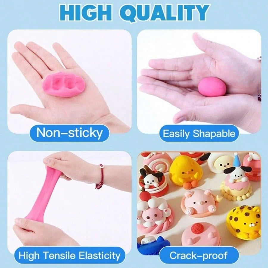 12/24/36 Colors Air Dry Clay Set- Children Air Dry Clay, Modeling Clay, Polymer Clay (Random Colors & Tools), Ultra-Light Quick Dry Magic Modeling Clay With Sculpting Tools, Suitable For Children Gif