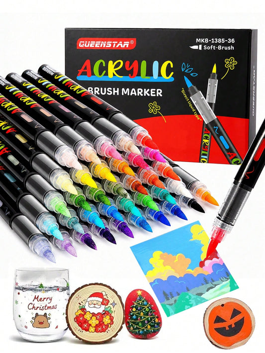 12/24/48/60/72 Colors Artist Acrylic Markers, Fine Tip, Waterproof Drawing Pens, Suitable For Stone, Glass, Ceramic, Painting, Graffiti, Back To School Gift