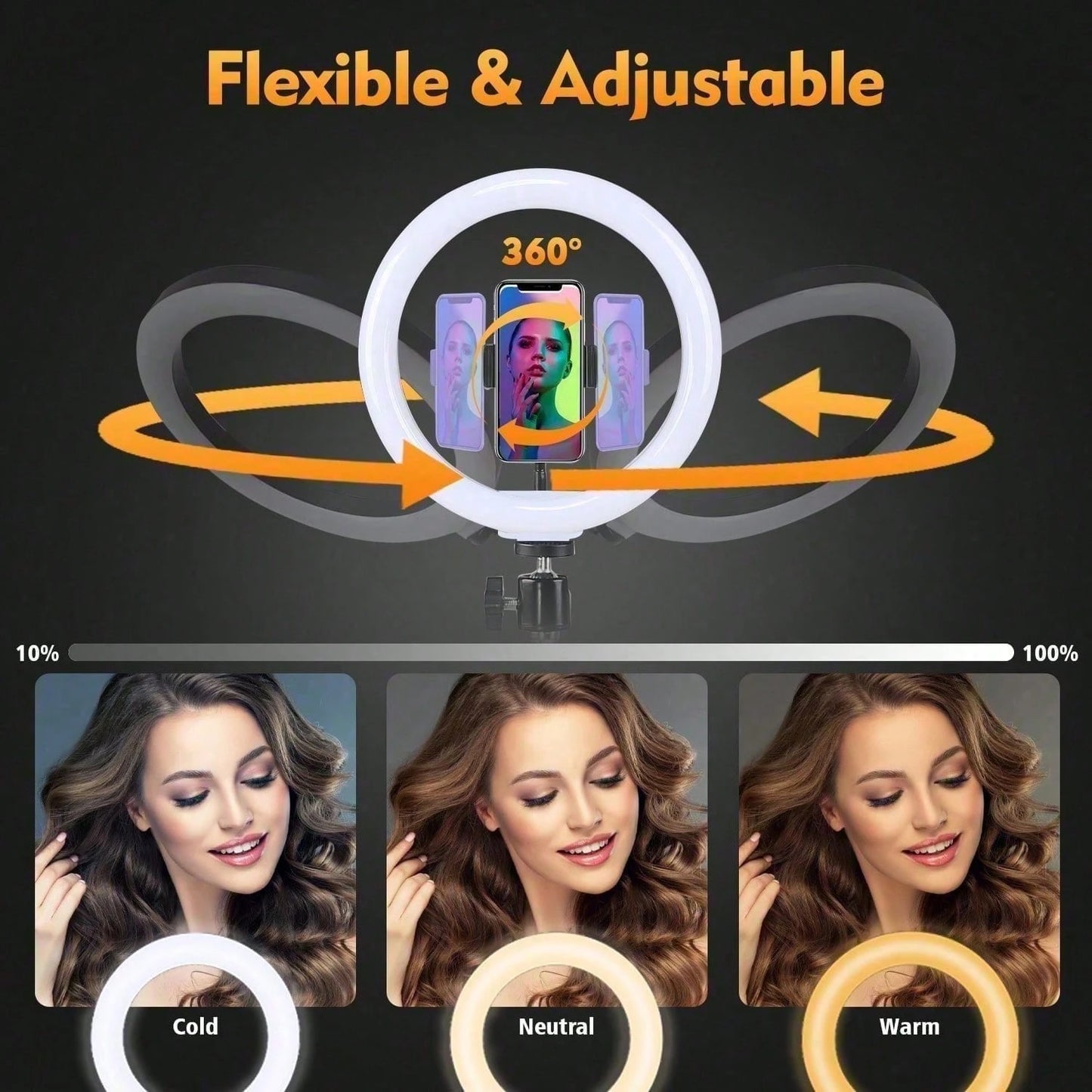 12" Ring Light With 63" Tripod & Phone Holder- Dimmable LED Selfie Light For Makeup, Zoom, Live Streaming & Photography-, Cyber Monday & Christmas Gift, Adjustable Brightness, Stable Base, Content C