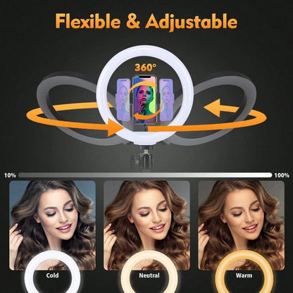12" Ring Light With 63" Tripod & Phone Holder- Dimmable LED Selfie Light For Makeup, Zoom, Live Streaming & Photography-, Cyber Monday & Christmas Gift, Adjustable Brightness, Stable Base, Content C