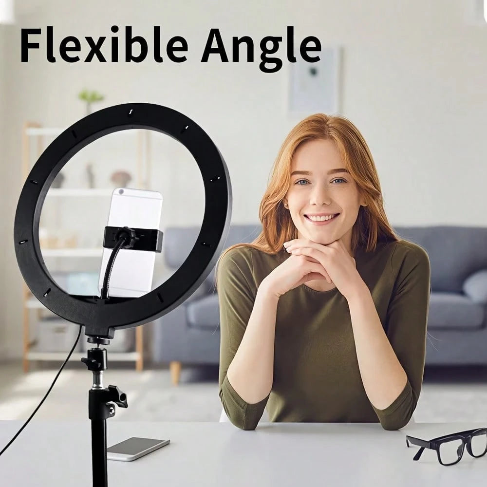 12" Ring Light With 63" Tripod & Phone Holder- Dimmable LED Selfie Light For Makeup, Zoom, Live Streaming & Photography-, Cyber Monday & Christmas Gift, Adjustable Brightness, Stable Base, Content C
