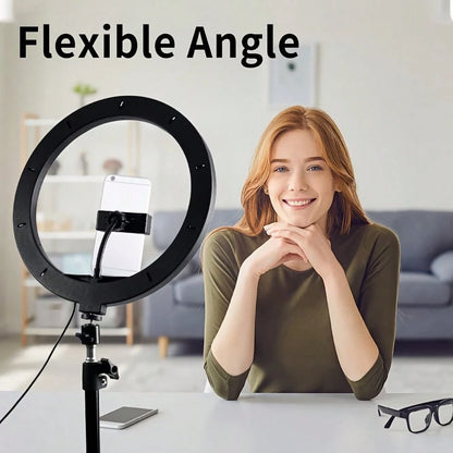 12" Ring Light With 63" Tripod & Phone Holder- Dimmable LED Selfie Light For Makeup, Zoom, Live Streaming & Photography-, Cyber Monday & Christmas Gift, Adjustable Brightness, Stable Base, Content C