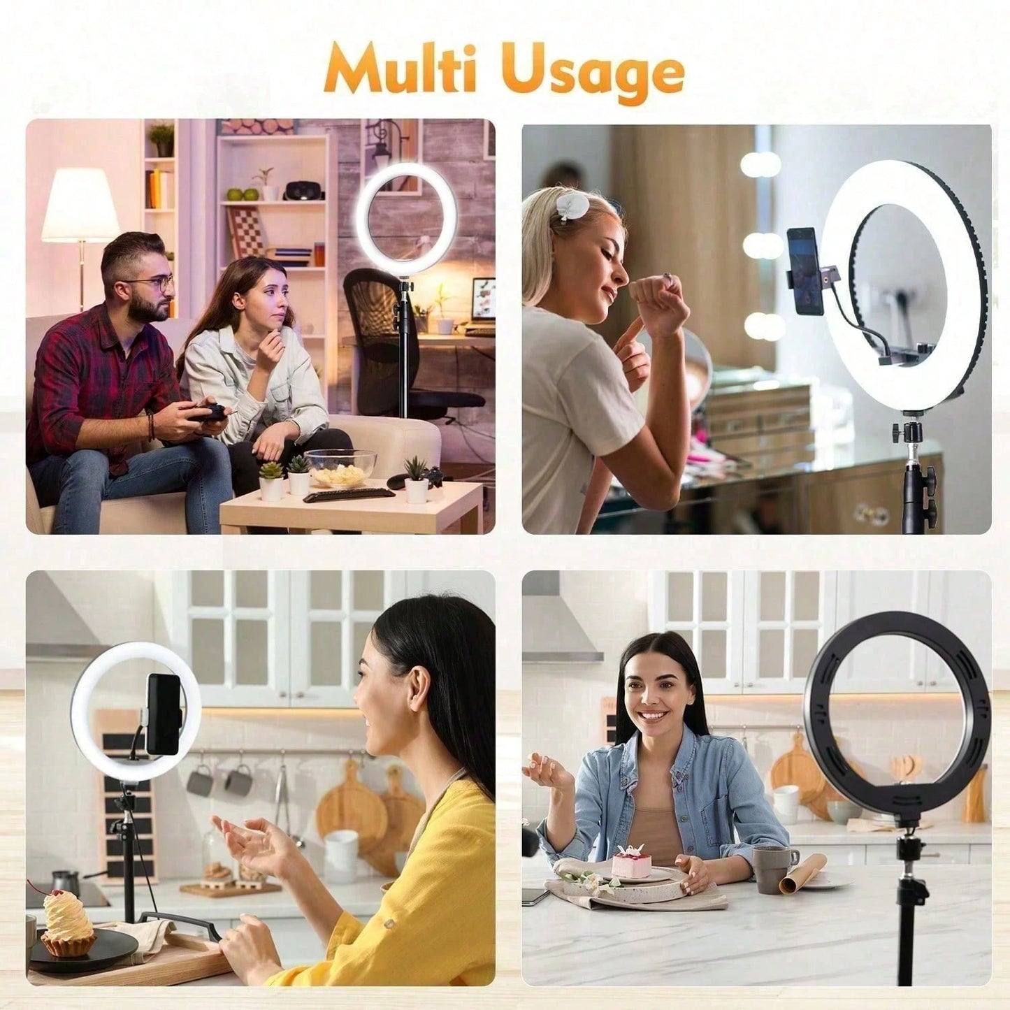 12" Ring Light With 63" Tripod & Phone Holder- Dimmable LED Selfie Light For Makeup, Zoom, Live Streaming & Photography-, Cyber Monday & Christmas Gift, Adjustable Brightness, Stable Base, Content C