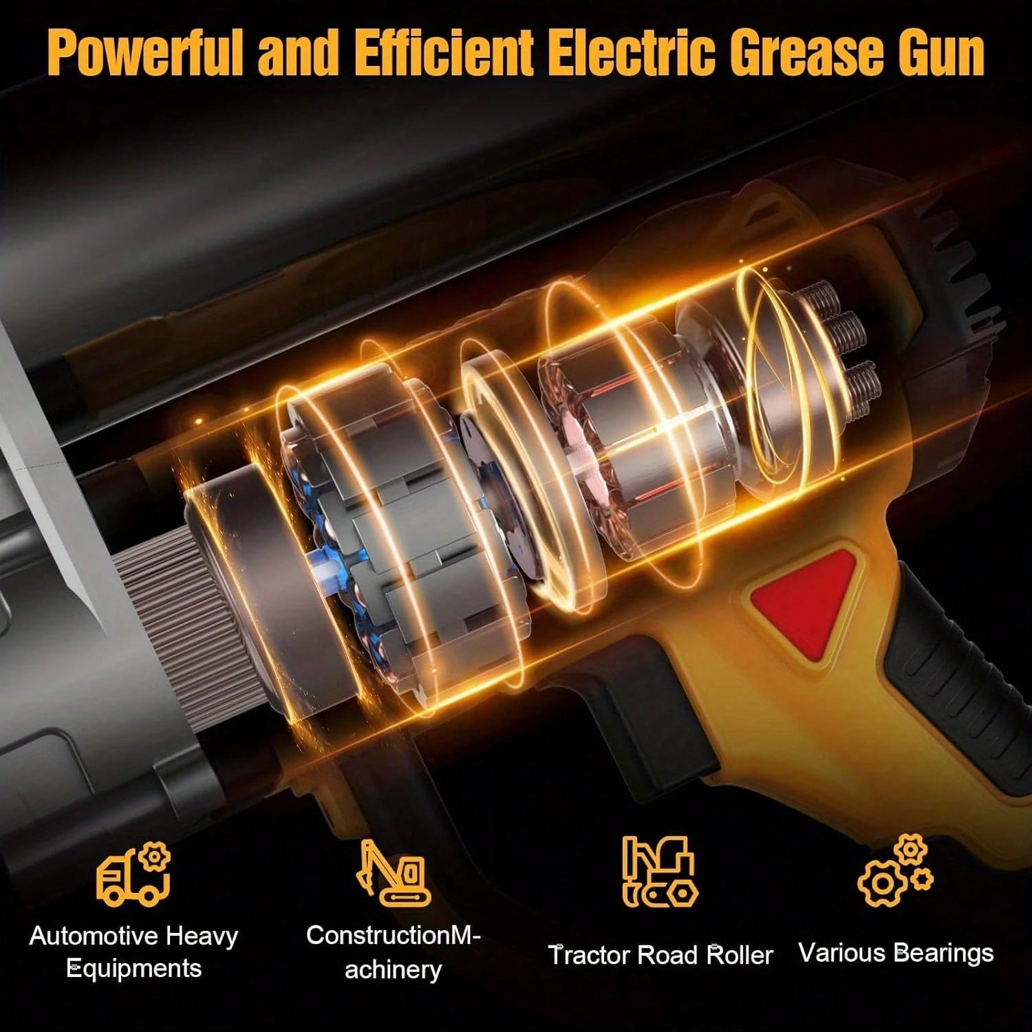12000 PSI Rechargeable Cordless Grease Gun Kit- 2*4000mAh Batteries, Variable Speed Trigger & LED Lights