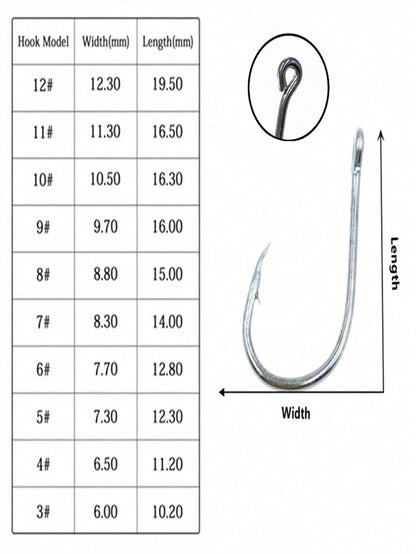 120pcs Ise Ni Fishing Hooks #3-#12 Bulk With Rings, Barbed, With Holes, Fishing Tackle Accessories
