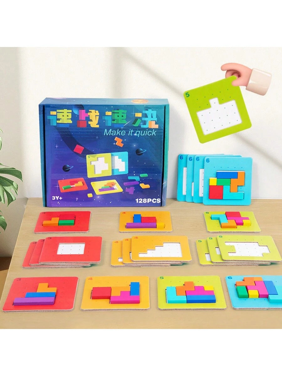 128 Block Puzzles, Parent-Child Interactive Tabletop Games, Thinking Challenges, Colorful Block Puzzles, Children's Puzzle Board Games, Toys
