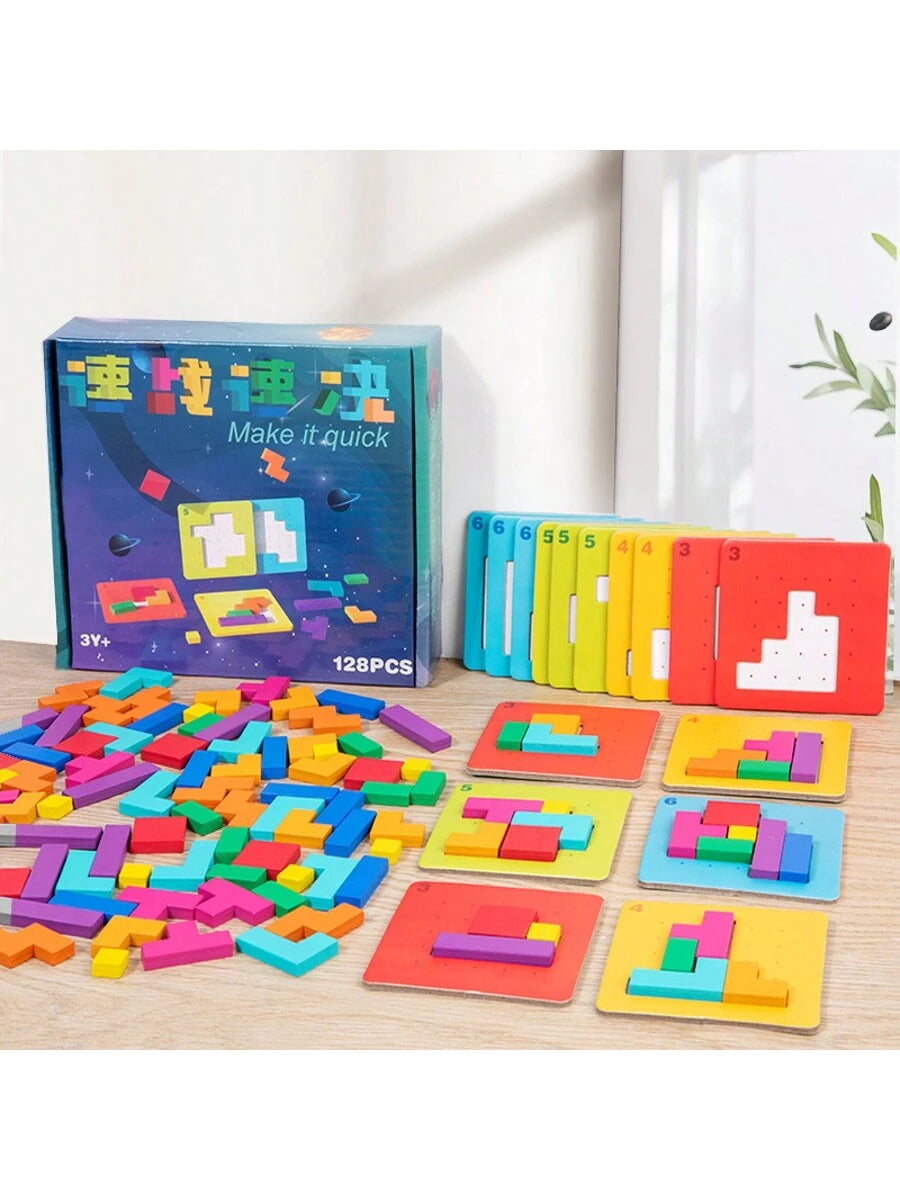 128 Block Puzzles, Parent-Child Interactive Tabletop Games, Thinking Challenges, Colorful Block Puzzles, Children's Puzzle Board Games, Toys