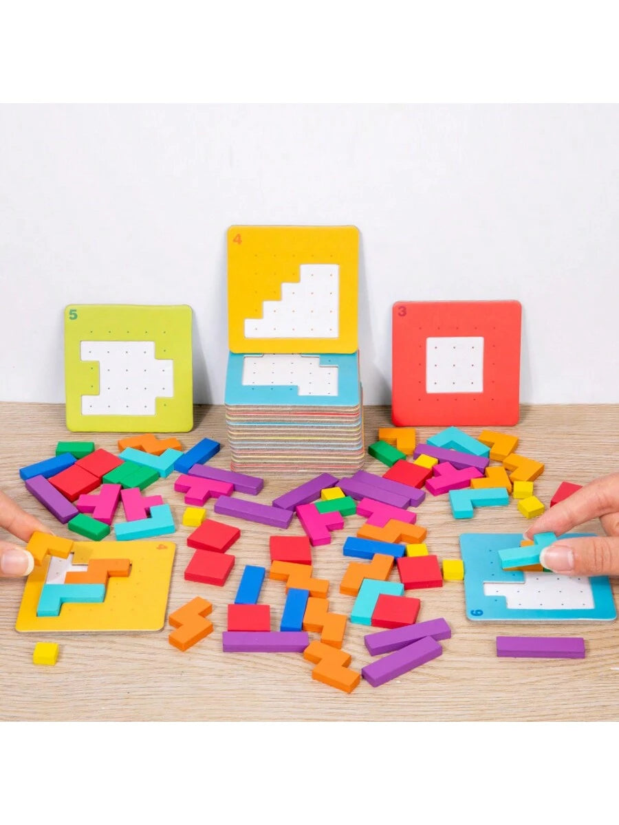 128 Block Puzzles, Parent-Child Interactive Tabletop Games, Thinking Challenges, Colorful Block Puzzles, Children's Puzzle Board Games, Toys