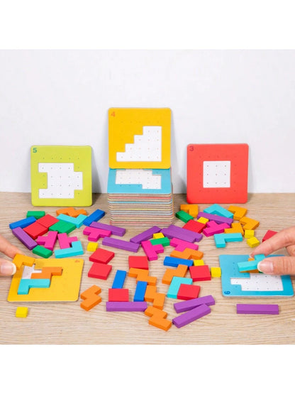 128 Block Puzzles, Parent-Child Interactive Tabletop Games, Thinking Challenges, Colorful Block Puzzles, Children's Puzzle Board Games, Toys