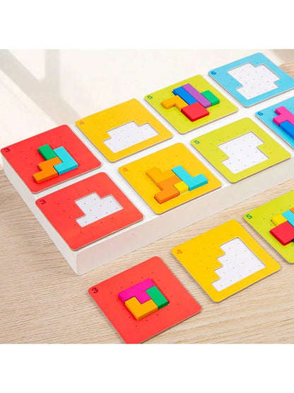 128 Block Puzzles, Parent-Child Interactive Tabletop Games, Thinking Challenges, Colorful Block Puzzles, Children's Puzzle Board Games, Toys