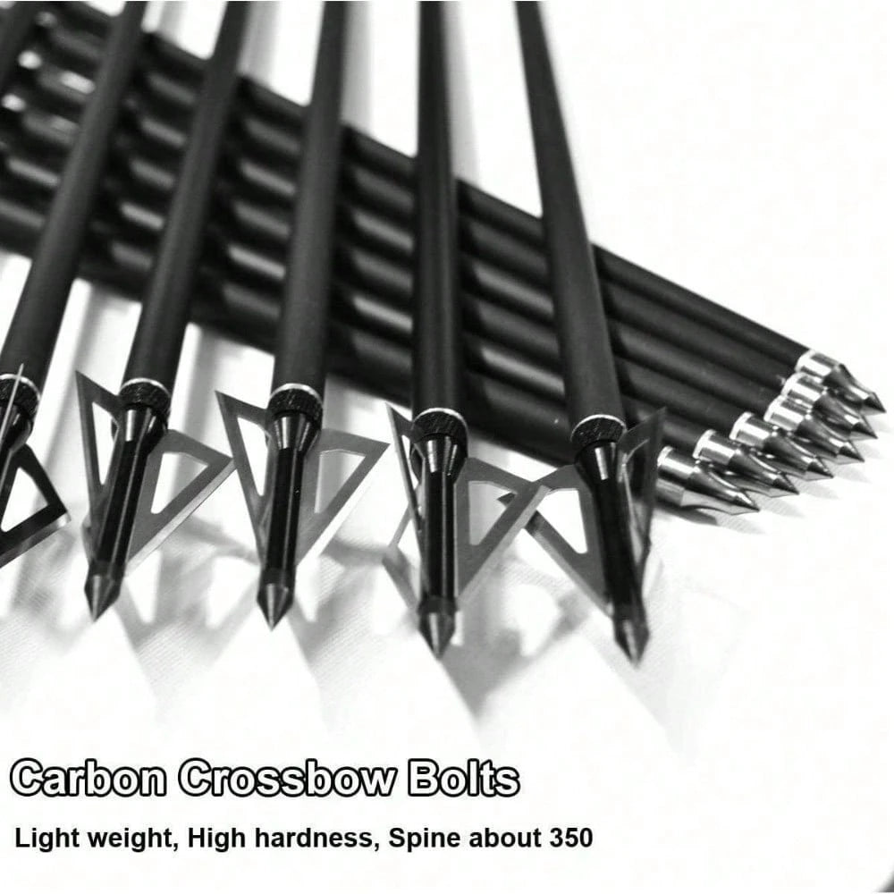12Pcs 20Inch Crossbow Bolts And 12Pcs Crossbow Broadheads Set Carbon Crossbow Arrows For Hunting And Outdoor Practice(12pcs Arrows +12pcs Broadheads)
