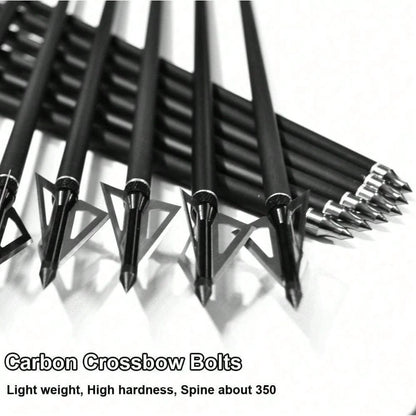 12Pcs 20Inch Crossbow Bolts And 12Pcs Crossbow Broadheads Set Carbon Crossbow Arrows For Hunting And Outdoor Practice(12pcs Arrows +12pcs Broadheads)