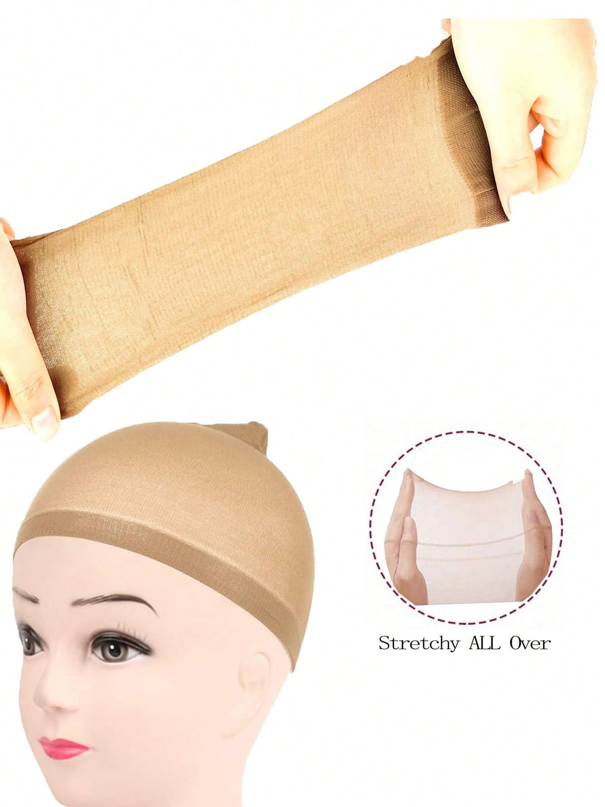 12PCS Beige Wig Caps For Women And Men, Stretchy Nylon Stocking Cap With Closed End Mesh, Breathable & Secure Fit