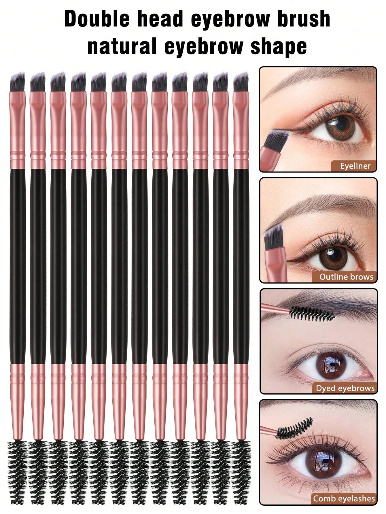 12pcs Dual-Ended Eyebrow Brush, Daily Casual Makeup Brushes,Eyebrow Brush,Eyeshadow Brush,Spoolie,Spoolie Brush,Giveaways