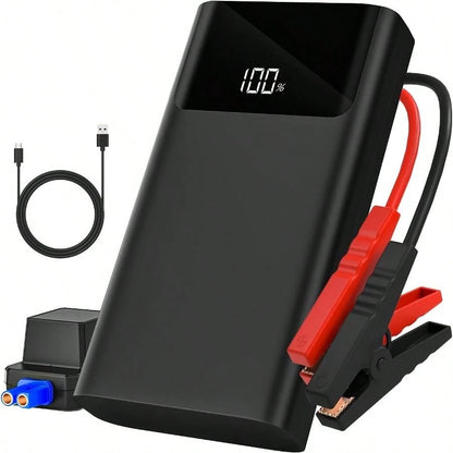 12V Portable Car Jump Starter & Built-In LED Light- Heavy-Duty Self-Starting Power Supply For RV,,, Motorcycle- Emergency Booster (Compatible With 12V Vehicles) (Without An Air Pump)