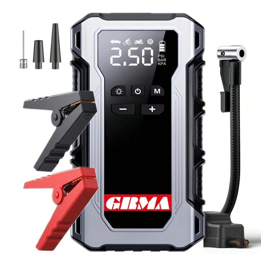 12V Portable Car Jump Starter & Built-In LED Light- Heavy-Duty Self-Starting Power Supply For RV,,, Motorcycle- Emergency Booster (Compatible With 12V Vehicles) (Without An Air Pump)