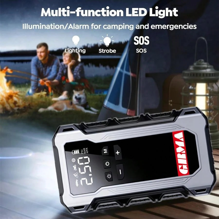 12V Portable Car Jump Starter & Built-In LED Light- Heavy-Duty Self-Starting Power Supply For RV,,, Motorcycle- Emergency Booster (Compatible With 12V Vehicles) (Without An Air Pump)