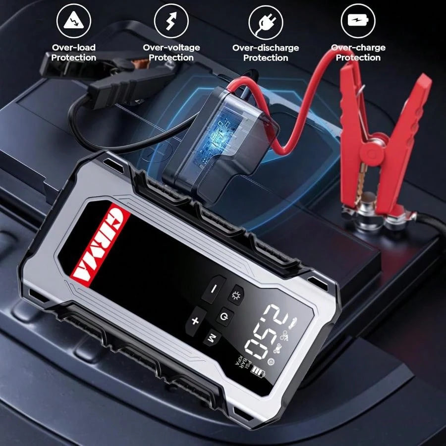 12V Portable Car Jump Starter & Built-In LED Light- Heavy-Duty Self-Starting Power Supply For RV,,, Motorcycle- Emergency Booster (Compatible With 12V Vehicles) (Without An Air Pump)
