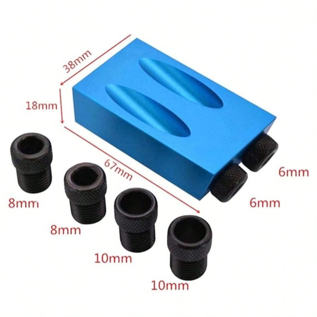 14Pcs Pocket Hole Jig Kit, 15 Degree Woodworking Inclined Hole Jig With 6/8/10mm Drive Adapter For Woodworking Angle Drilling Holes, Angle Carpentry Locator Jig