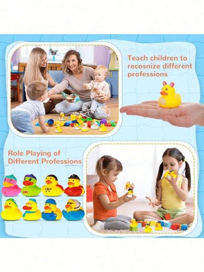 15/25/35pcs Summer Fun Rubber Duckies: Colorful Children's Pool Floating Toys- PVC Material- Suitable For Swimming Pools And Beaches- Floating Toys- Great Birthday Gift Choice