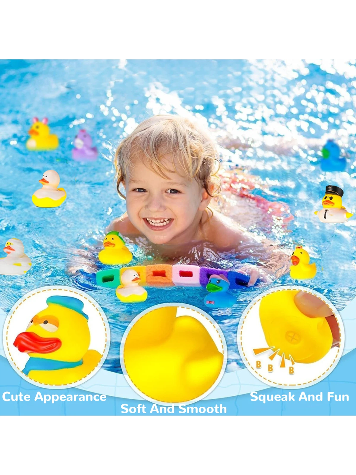 15/25/35pcs Summer Fun Rubber Duckies: Colorful Children's Pool Floating Toys- PVC Material- Suitable For Swimming Pools And Beaches- Floating Toys- Great Birthday Gift Choice