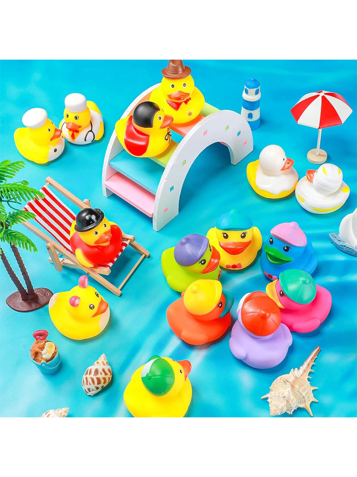 15/25/35pcs Summer Fun Rubber Duckies: Colorful Children's Pool Floating Toys- PVC Material- Suitable For Swimming Pools And Beaches- Floating Toys- Great Birthday Gift Choice