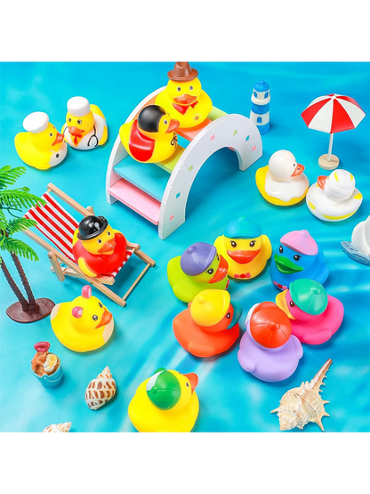 15/25/35pcs Summer Fun Rubber Duckies: Colorful Children's Pool Floating Toys- PVC Material- Suitable For Swimming Pools And Beaches- Floating Toys- Great Birthday Gift Choice