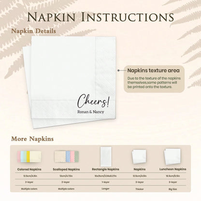 15-300Pcs, 6.5in Custom Wedding Napkins, 3-Ply Personalized Big Size Napkins, Perfect Dinner Party Decoration For Wedding, Anniversary, Engagement, Bachelorette, Bachelor Party, Ideals Rehearsal Dinne