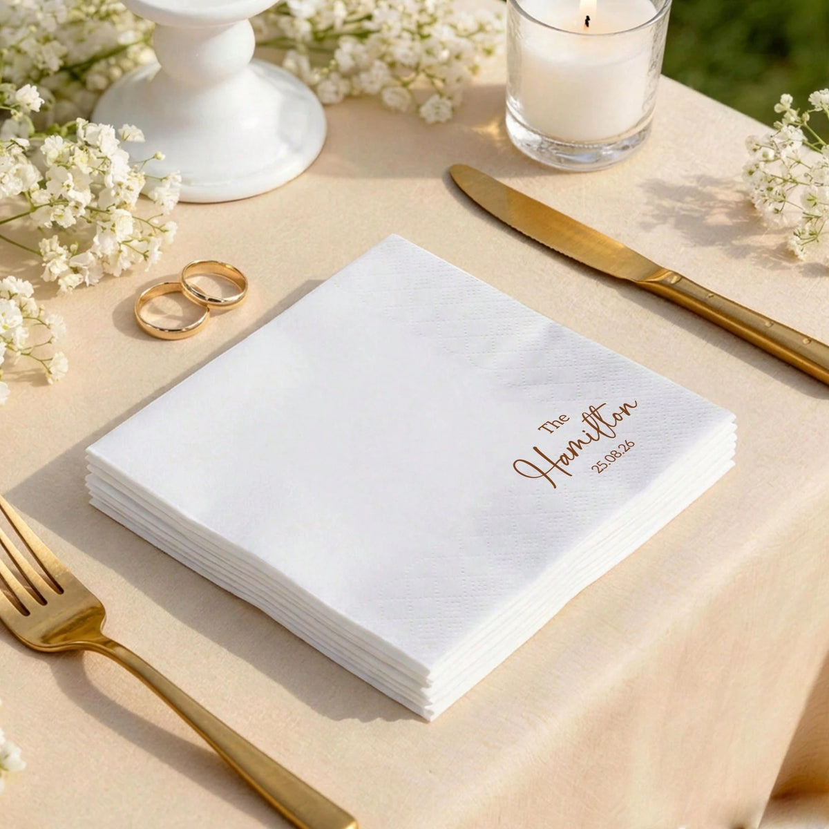 15-300Pcs, 6.5in Custom Wedding Napkins, 3-Ply Personalized Big Size Napkins, Perfect Dinner Party Decoration For Wedding, Anniversary, Engagement, Bachelorette, Bachelor Party, Ideals Rehearsal Dinne