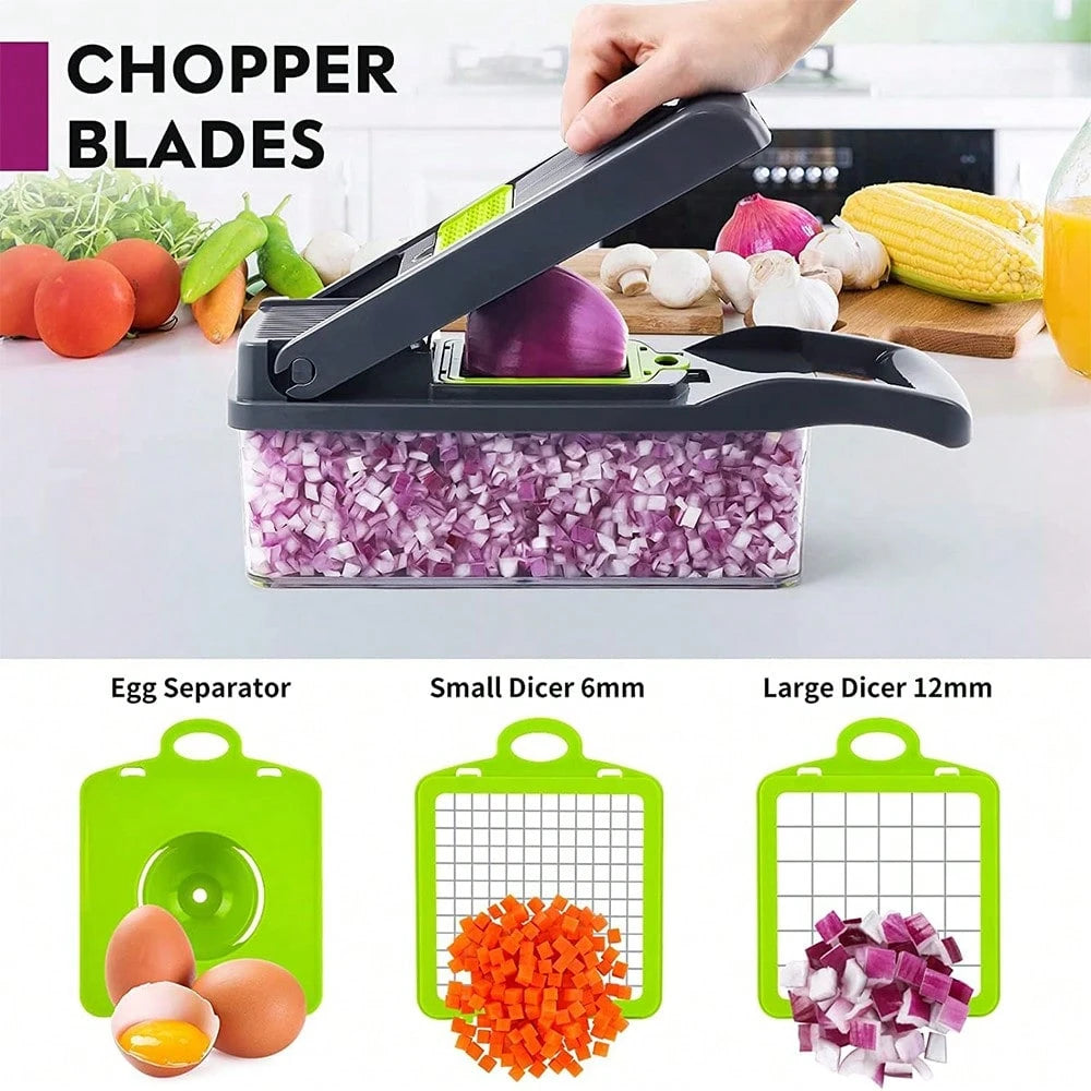 16-Piece Multi-Function Kitchen Set: Vegetable & Fruit Chopper, Manual Food Grater, Onion & Potato Shredder| Space-Saving Design, Dishwasher, Easy Prep For Meals| Kitchen + Travel Accessories, Cocin