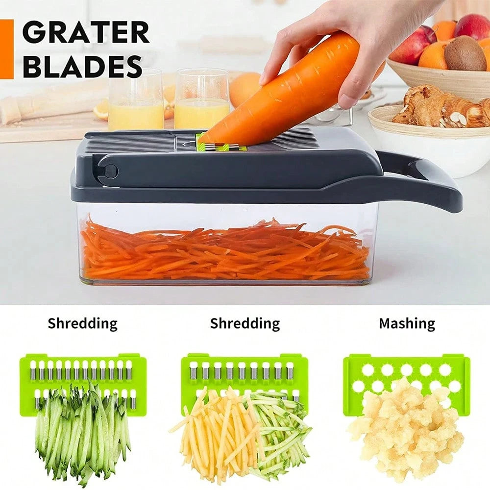 16-Piece Multi-Function Kitchen Set: Vegetable & Fruit Chopper, Manual Food Grater, Onion & Potato Shredder| Space-Saving Design, Dishwasher, Easy Prep For Meals| Kitchen + Travel Accessories, Cocin