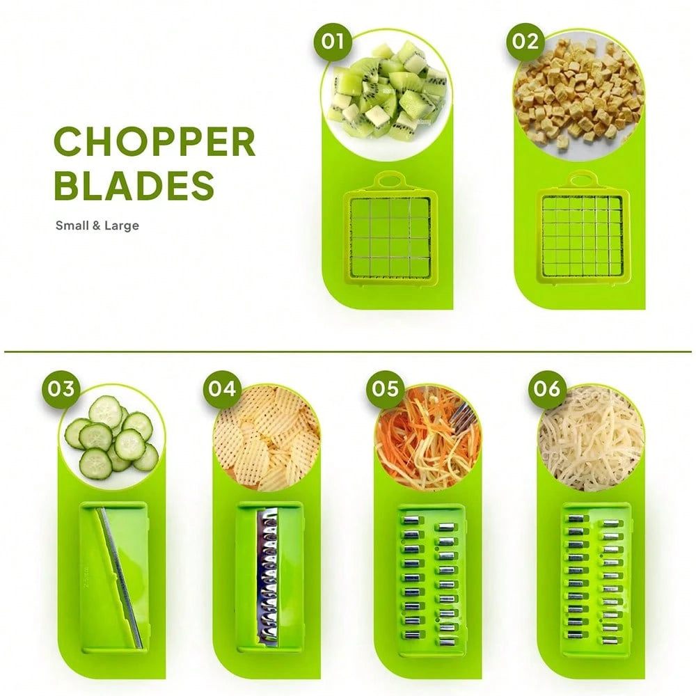 16-Piece Multi-Function Kitchen Set: Vegetable & Fruit Chopper, Manual Food Grater, Onion & Potato Shredder| Space-Saving Design, Dishwasher, Easy Prep For Meals| Kitchen + Travel Accessories, Cocin